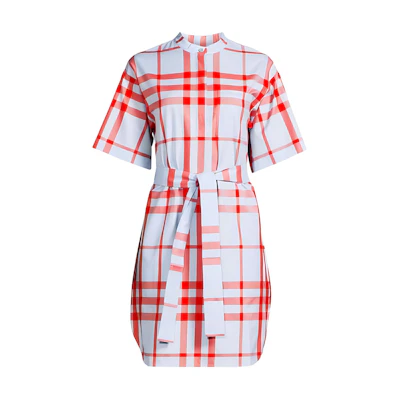 (Women) Burberry Check Print Short Sleeve Mini Dress Multicolor. 80657981