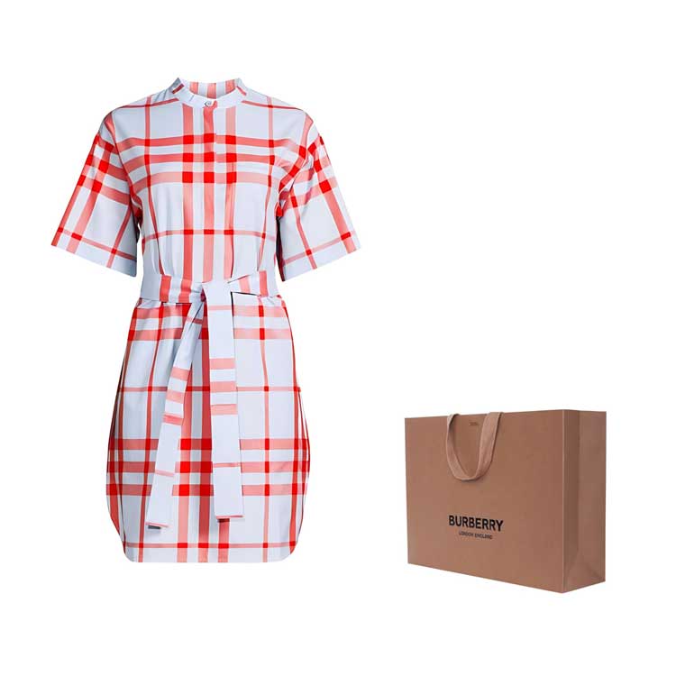 (Women) Burberry  Check Print Short Sleeve Mini Dress Multicolor. 80657981 圖 3