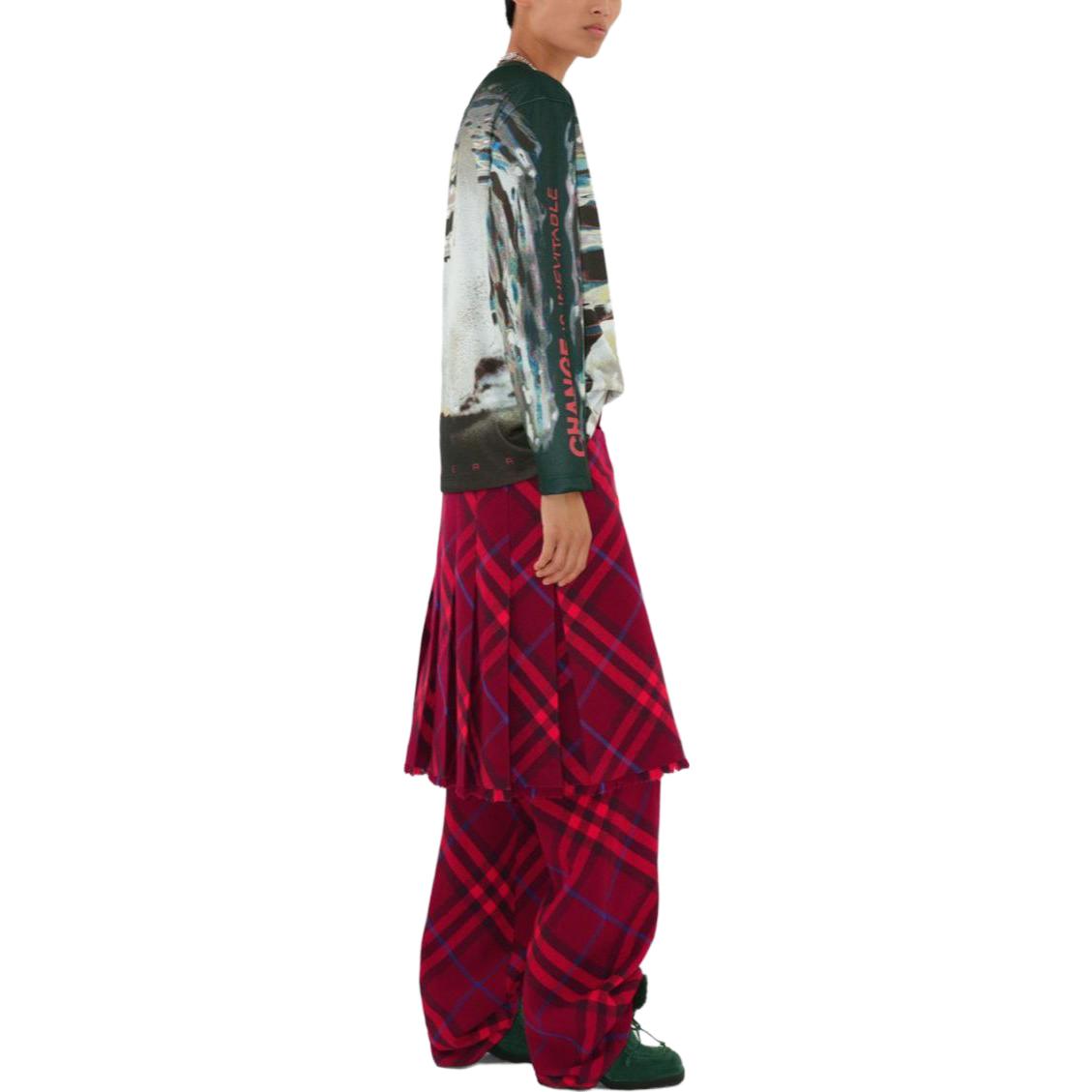 (Women) Burberry  Check Print Wool Casual Pants - Crimson Red 80773061 圖 6