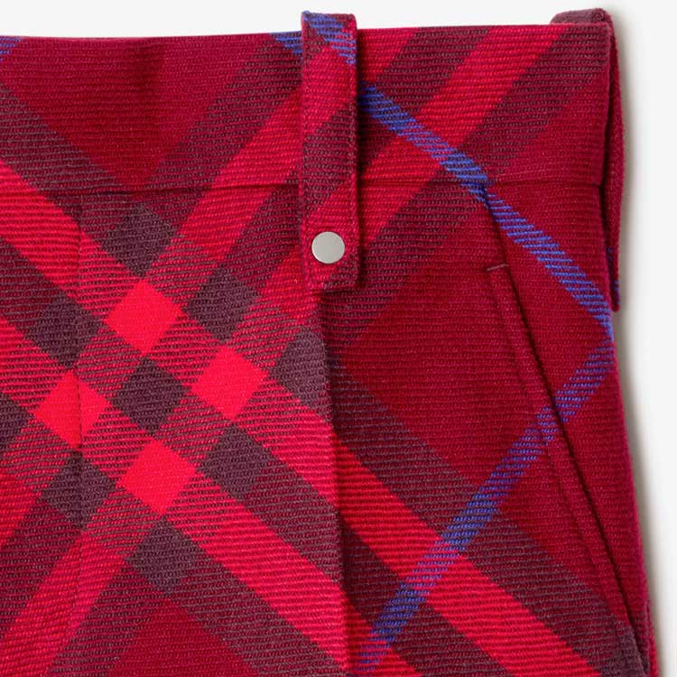 (Women) Burberry  Check Print Wool Casual Pants - Crimson Red 80773061 圖 7