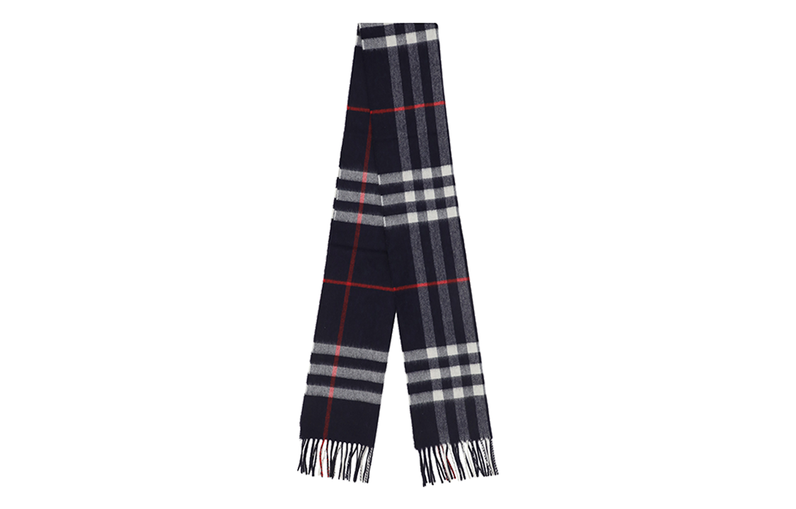 (Women) Burberry  Check Printed Wool Scarf - Dark Blue 8076582A1222 圖 2