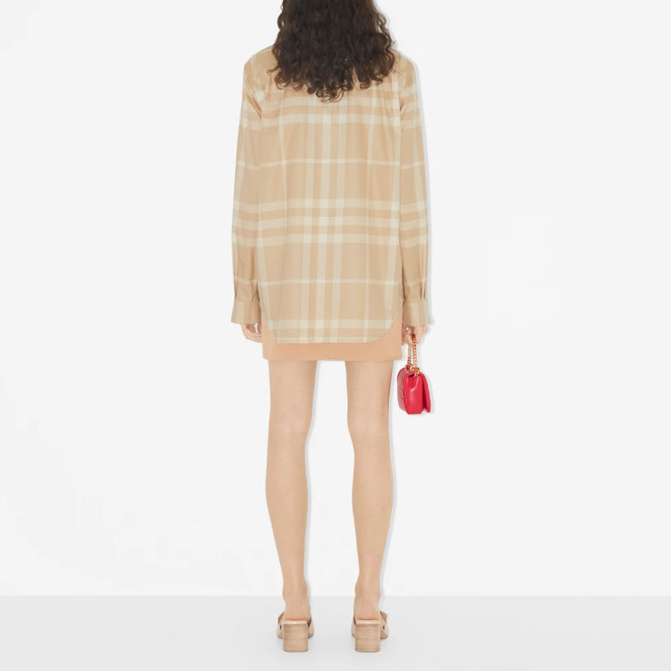 (Women) Burberry  Check Single-Breasted Pocket Long Sleeve Shirt Soft Beige SS23 80692971 圖 4