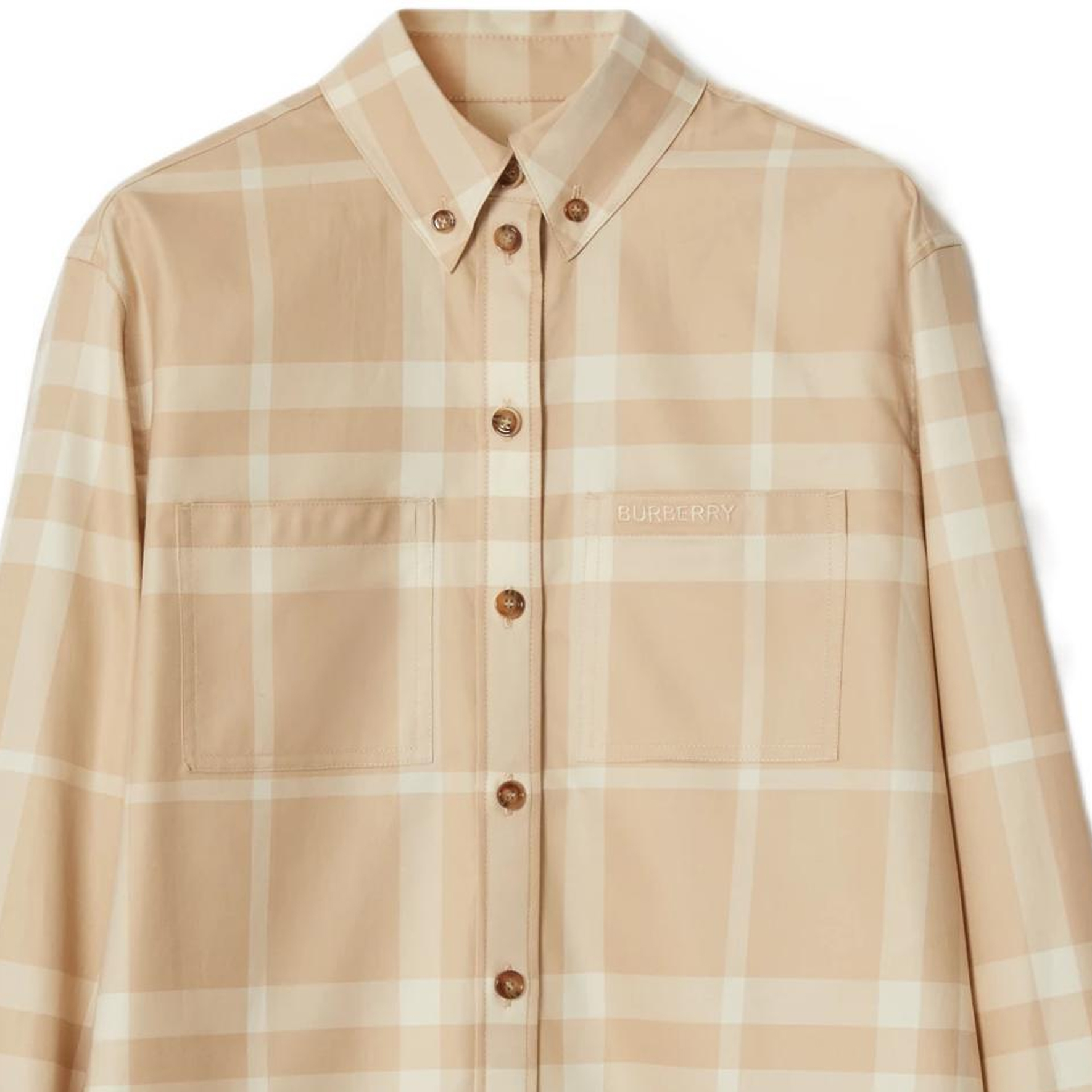 (Women) Burberry  Check Single-Breasted Pocket Long Sleeve Shirt Soft Beige SS23 80692971 圖 6