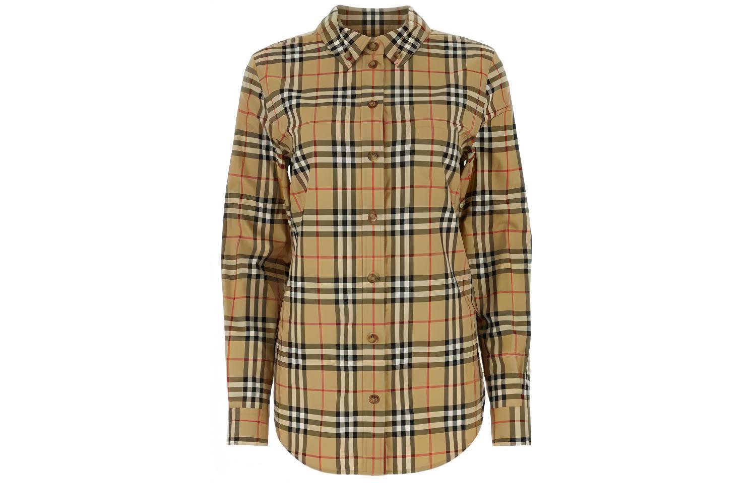 (Women) Burberry  Check Slim Fit Long Sleeve Shirt Beige. 80831491 圖 2