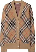 (Women) Burberry Check V-Neck Button-Up Loose Knit Sweater Brown. 80934911 (Women) Burberry Check V-Neck Button-Up Loose Knit Sweater Brown. 80934911