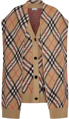 (W) Burberry 經典格紋V領無袖扣環褶襟斗篷棕色 80955351 Buy (W) Burberry 經典格紋V領無袖扣環褶襟斗篷棕色 80955351