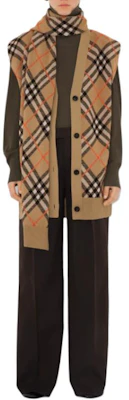 (W) Burberry 經典格紋V領無袖扣環褶襟斗篷棕色 80955351 Shop (W) Burberry 經典格紋V領無袖扣環褶襟斗篷棕色 80955351