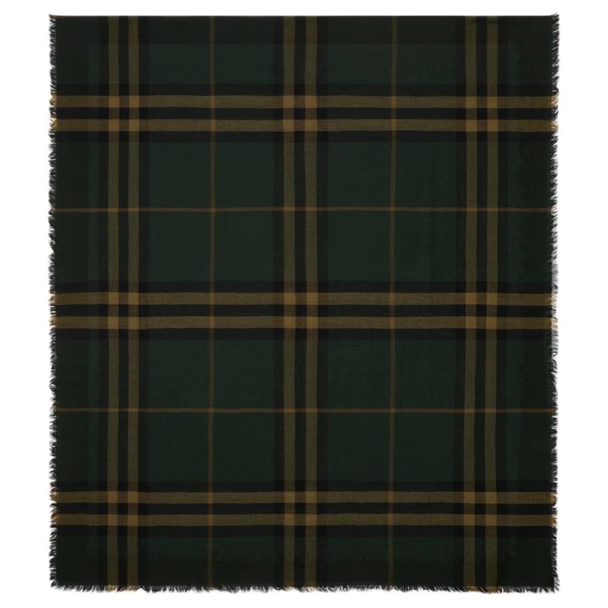 (Women) Burberry  Check Wool Knit Scarf - Black 80986941