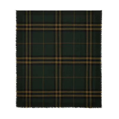(Women) Burberry Check Wool Knit Scarf - Black 80986941