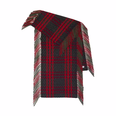 (Women) Burberry Check Wool Knit Scarf in Lake Blue. 80946871