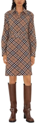 (W) 博柏利格纹羊毛中长款长袖连衣裙棕色 80950801 Lookbook (W) 博柏利格纹羊毛中长款长袖连衣裙棕色 80950801