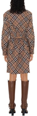 (W) 博柏利格纹羊毛中长款长袖连衣裙棕色 80950801 Shop (W) 博柏利格纹羊毛中长款长袖连衣裙棕色 80950801