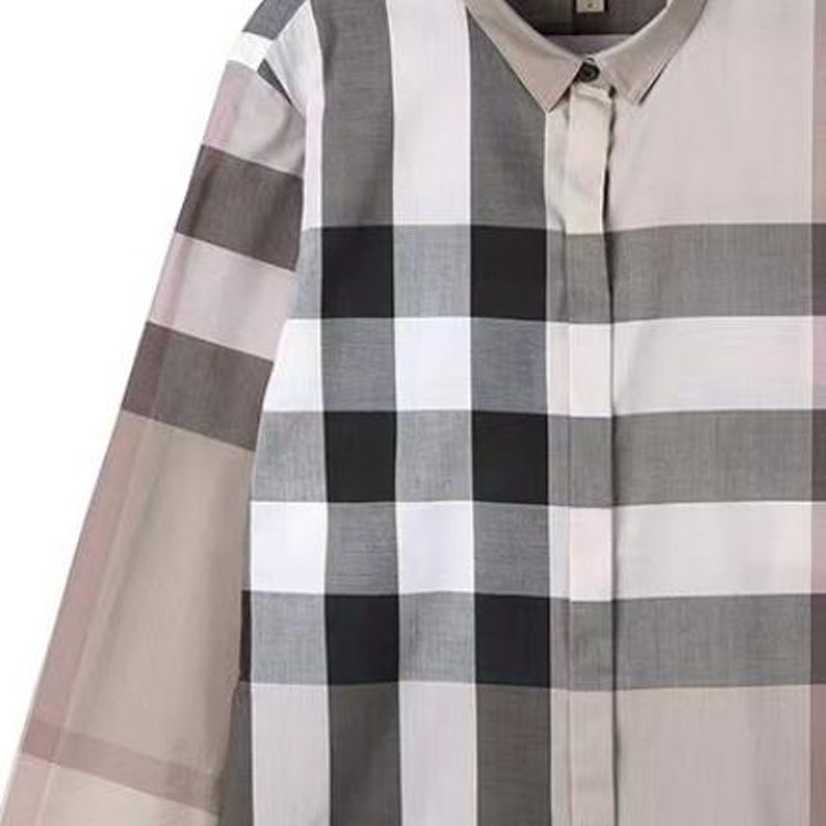 (Women) Burberry  Checked Long-Sleeve Casual Shirt in Light Khaki. 39764801 圖 4