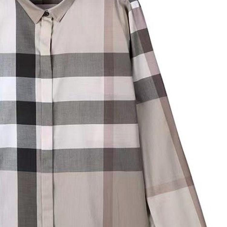 (Women) Burberry  Checked Long-Sleeve Casual Shirt in Light Khaki. 39764801 圖 5