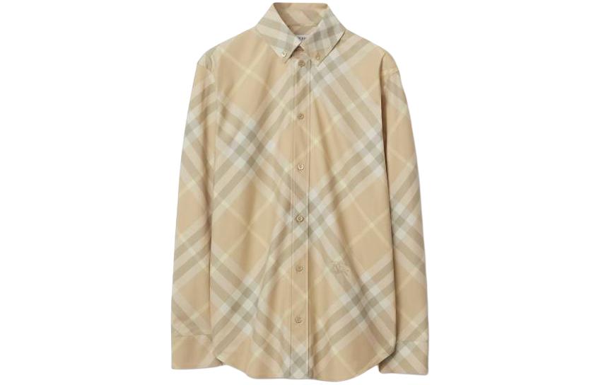 Order (Women) Burberry  Checkered Button-Up Long Sleeve Shirt Brown 80835941