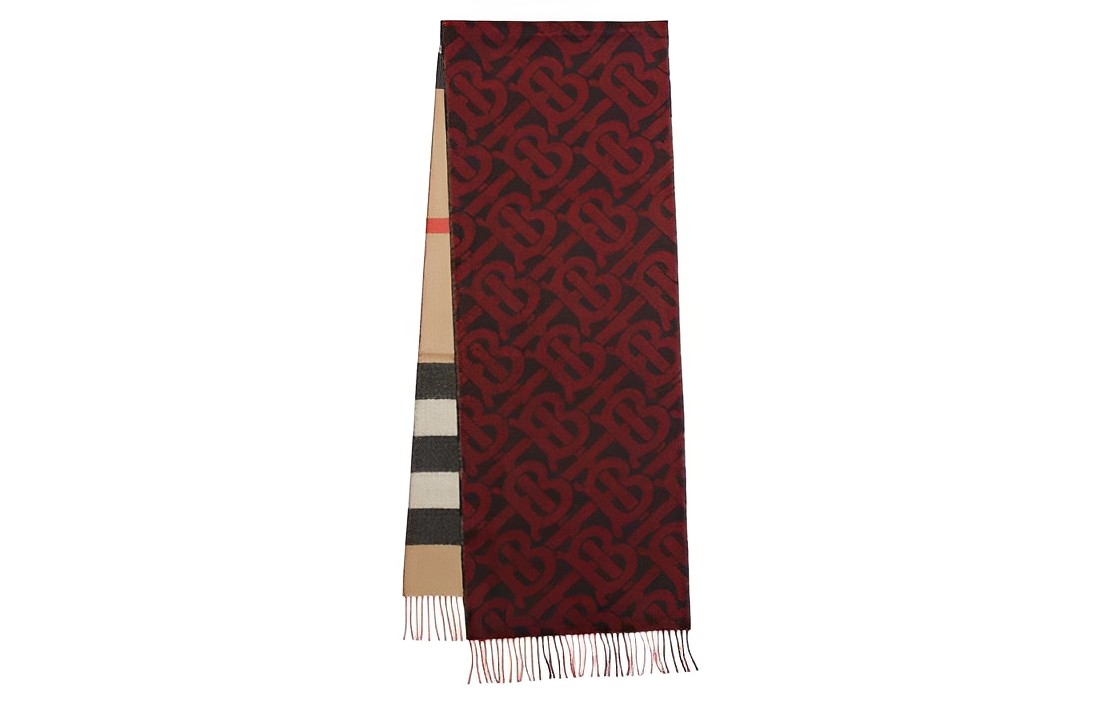 (Women) Burberry  Checkered Knit Scarf in Khaki. 80574651