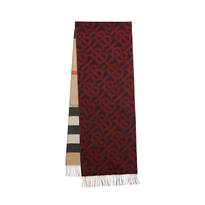 (Women) Burberry Checkered Knit Scarf in Khaki. 80574651
