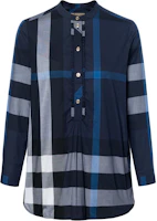 (Women) Burberry Checkered Long Sleeve Casual Shirt - Blue 40178131 (Women) Burberry Checkered Long Sleeve Casual Shirt - Blue 40178131