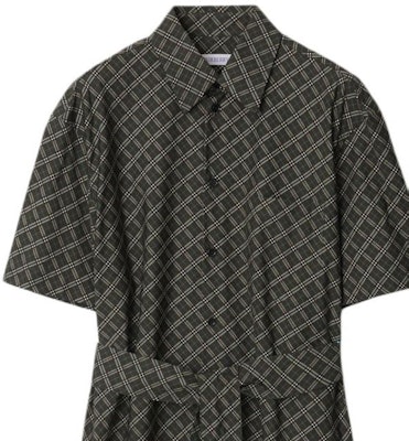 (W) Vestido Burberry Midi a Cuadros con Cinturón y Manga Corta Negro/Gris. 80943561 Cheap (W) Vestido Burberry Midi a Cuadros con Cinturón y Manga Corta Negro/Gris. 80943561