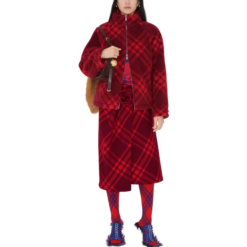 (Women) Burberry  Checkered Turtleneck Loose-Fit Jacket 80774071 圖 4