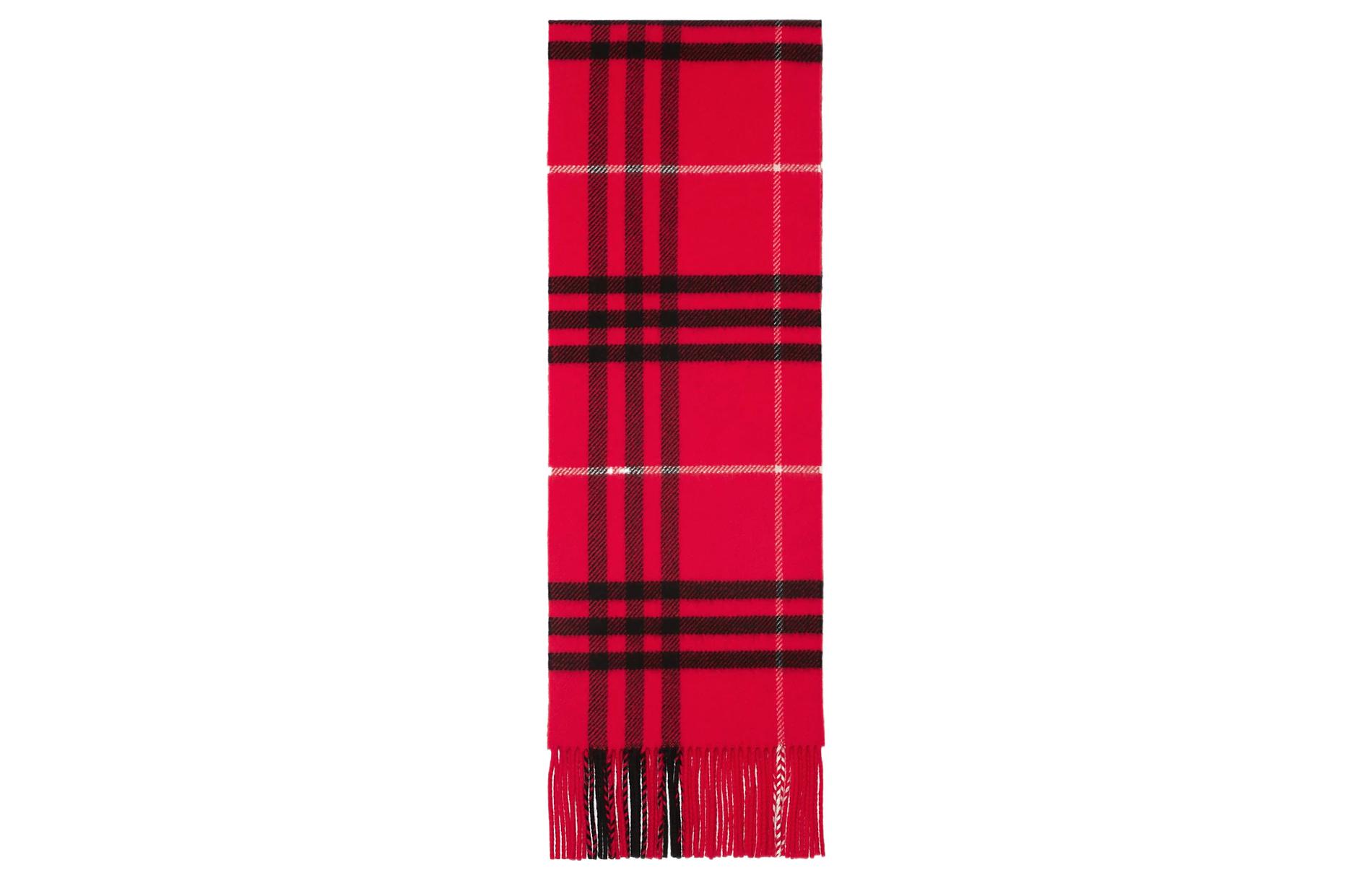 (Women) Burberry  Classic Check Wool Scarf in Postbox Red. 80736831 圖 3