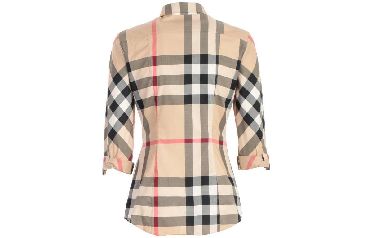 Lookbook (W) 버버리 컬러블록 체크 패턴 긴소매 셔츠. 39180911