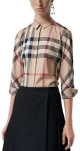 (W) 버버리 컬러블록 체크 패턴 긴소매 셔츠. 39180911 Shop (W) 버버리 컬러블록 체크 패턴 긴소매 셔츠. 39180911