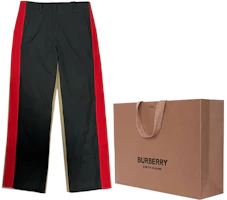 Shop (W) Burberry 拼接條紋直筒長褲 黑色 80506181