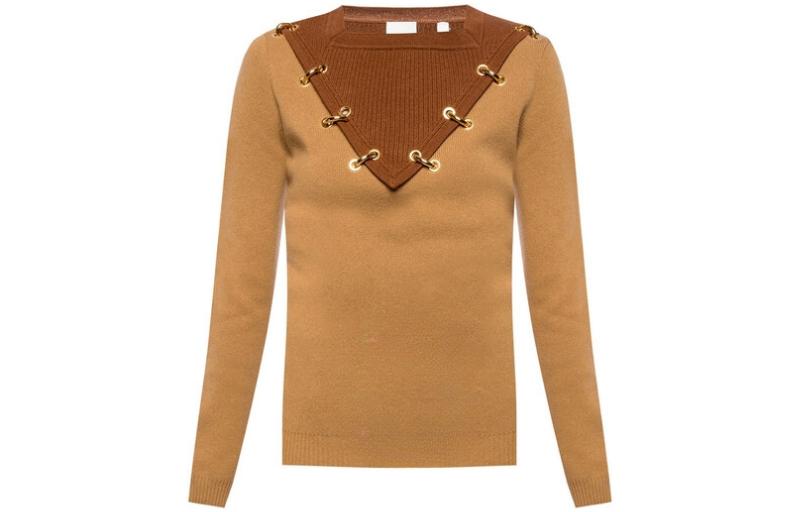 Buy (Women) Burberry  Color Block Crew Neck Sweater Brown 45625931