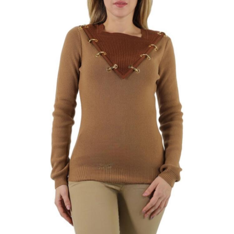 Lookbook (Women) Burberry  Color Block Crew Neck Sweater Brown 45625931