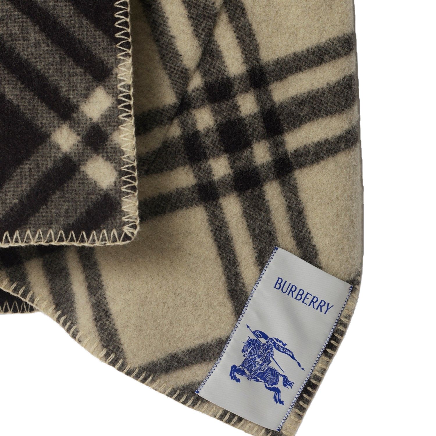 Details for (W) Burberry 拼接格紋寬鬆連帽斗篷披肩 - 卡其色 80968401