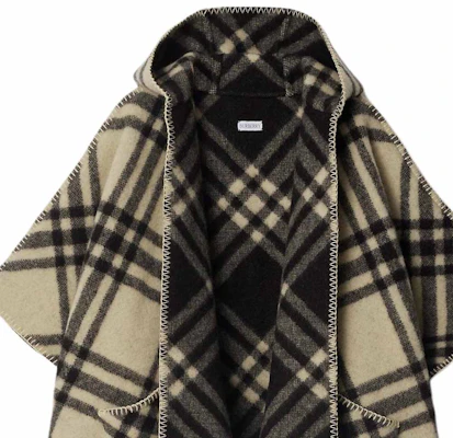 (W) Burberry 拼接格紋寬鬆連帽斗篷披肩 - 卡其色 80968401 Sizing (W) Burberry 拼接格紋寬鬆連帽斗篷披肩 - 卡其色 80968401