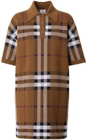 (Women) Burberry Colorblock Check Polo Dress in Deep Birch Brown. 80632171 (Women) Burberry Colorblock Check Polo Dress in Deep Birch Brown. 80632171