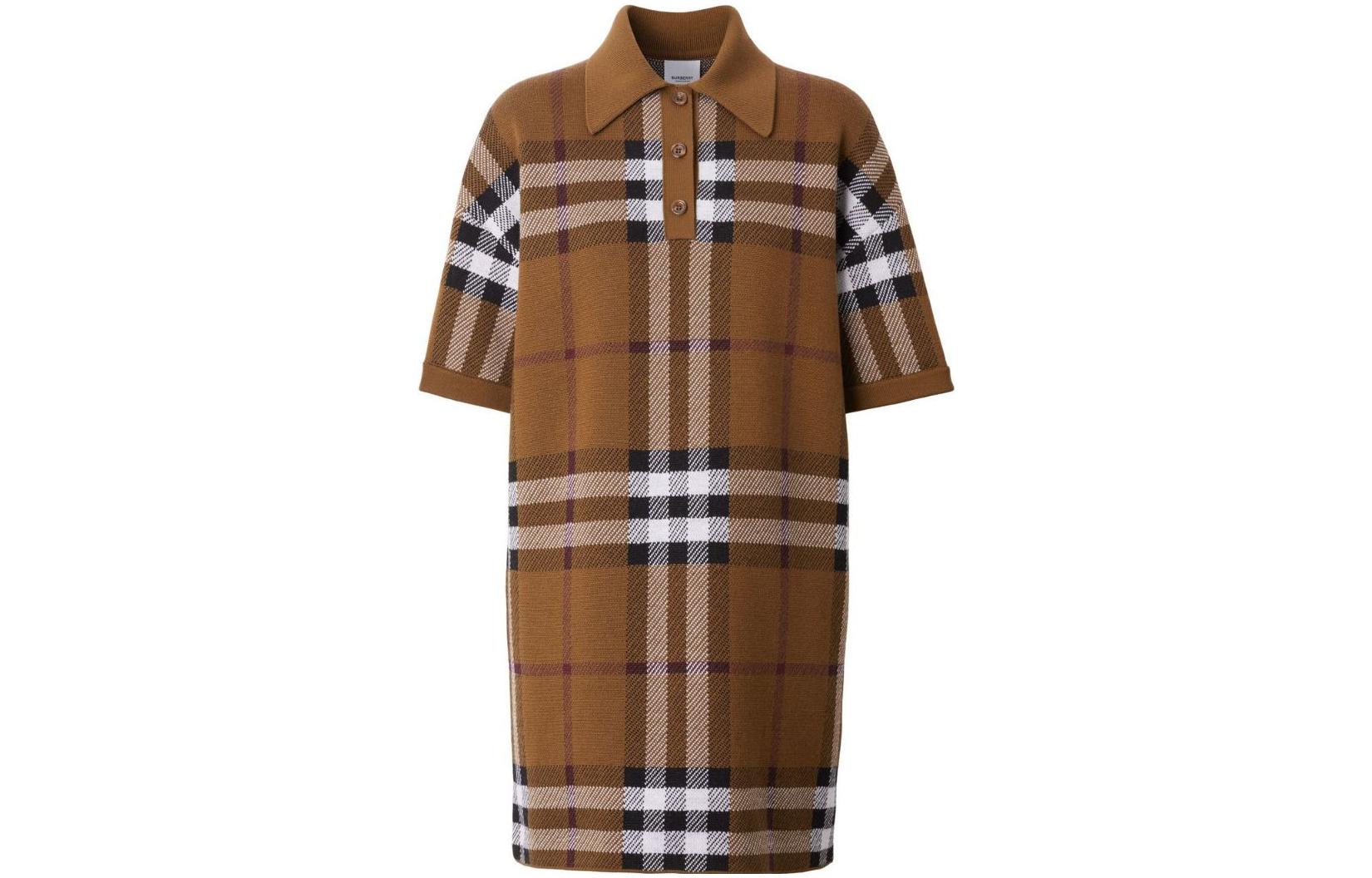 Order (W) Vestido Polo Burberry Colorblock Check en Marrón Abedul Oscuro. 80632171