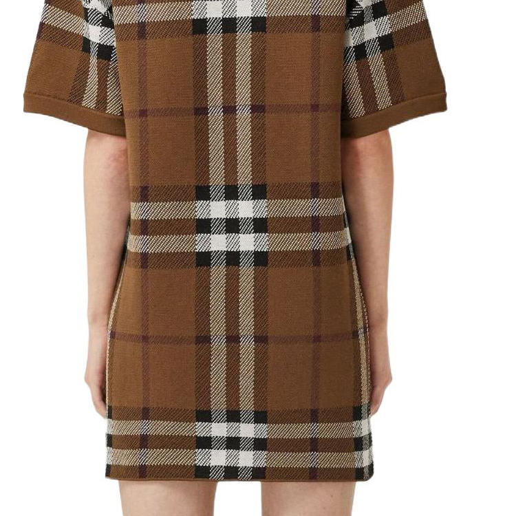 Details for (W) Vestido Polo Burberry Colorblock Check en Marrón Abedul Oscuro. 80632171