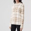 Shop (Women) Burberry Colorblock Check Wool Cardigan Sweater in Soft Sand. 80524011