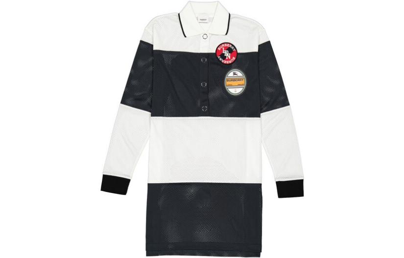 (Women) Burberry  Colorblock Crew Neck Long Sleeve Short Dress 45625521