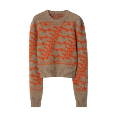 (Women) Burberry Colorblock Crew Neck Slim Fit Orange Sweater. 80935351