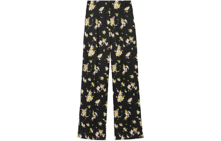 (Women) Burberry  Colorblock Floral Print Elastic Waist Pants Multicolor. 80709201