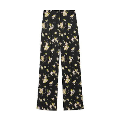 (Women) Burberry Colorblock Floral Print Elastic Waist Pants Multicolor. 80709201