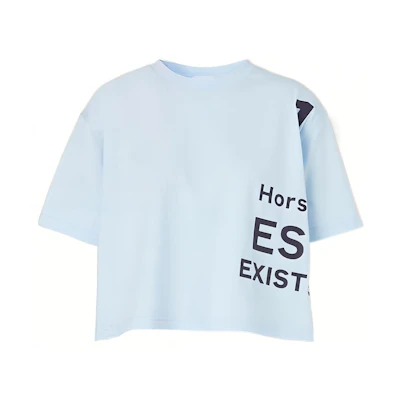 (Women) Burberry Colorblock Letter Print Cropped T-Shirt Light Blue. 80581561