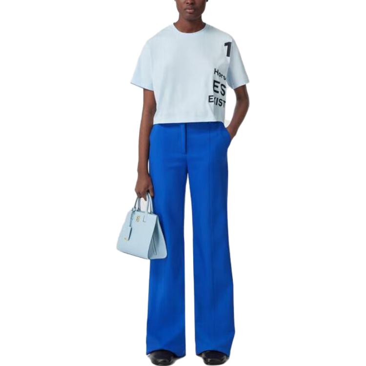 (Women) Burberry  Colorblock Letter Print Cropped T-Shirt Light Blue. 80581561 圖 3