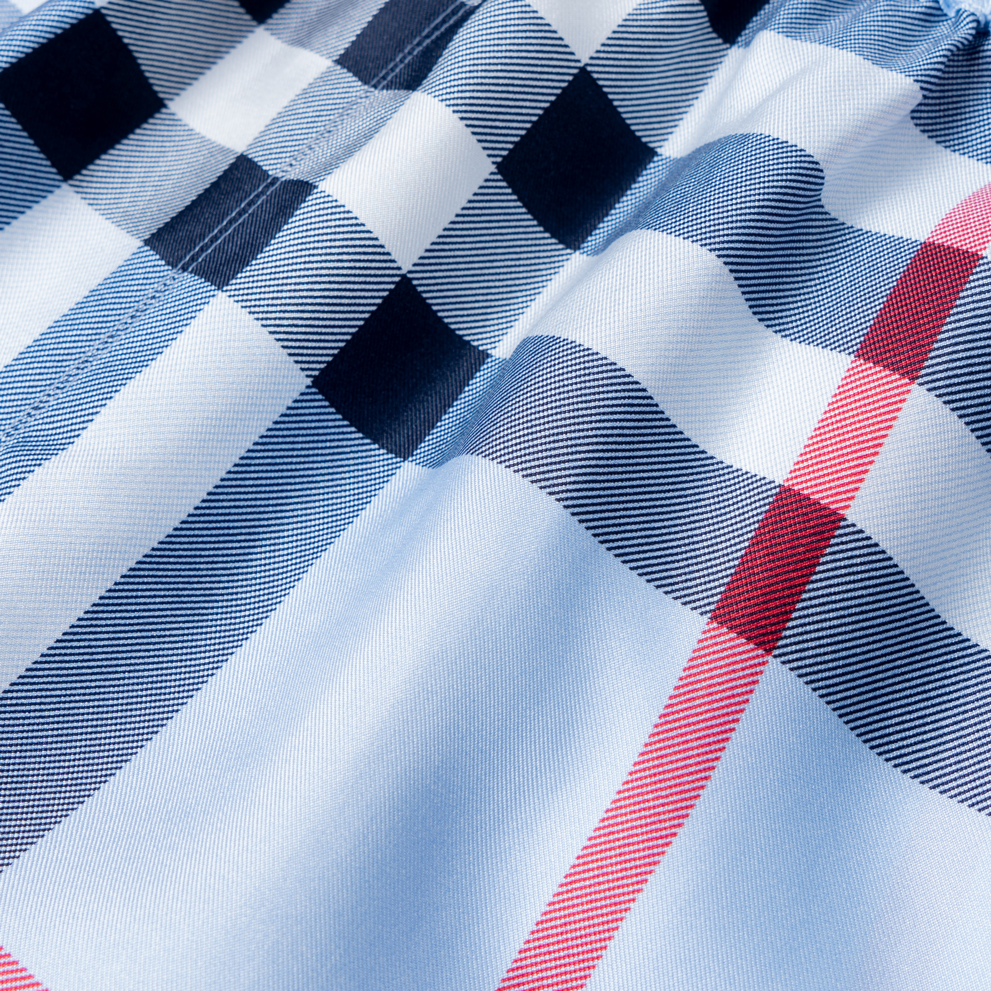 Sizing (W) Burberry 拼接格紋高腰休閒短褲 淺藍色 80527461