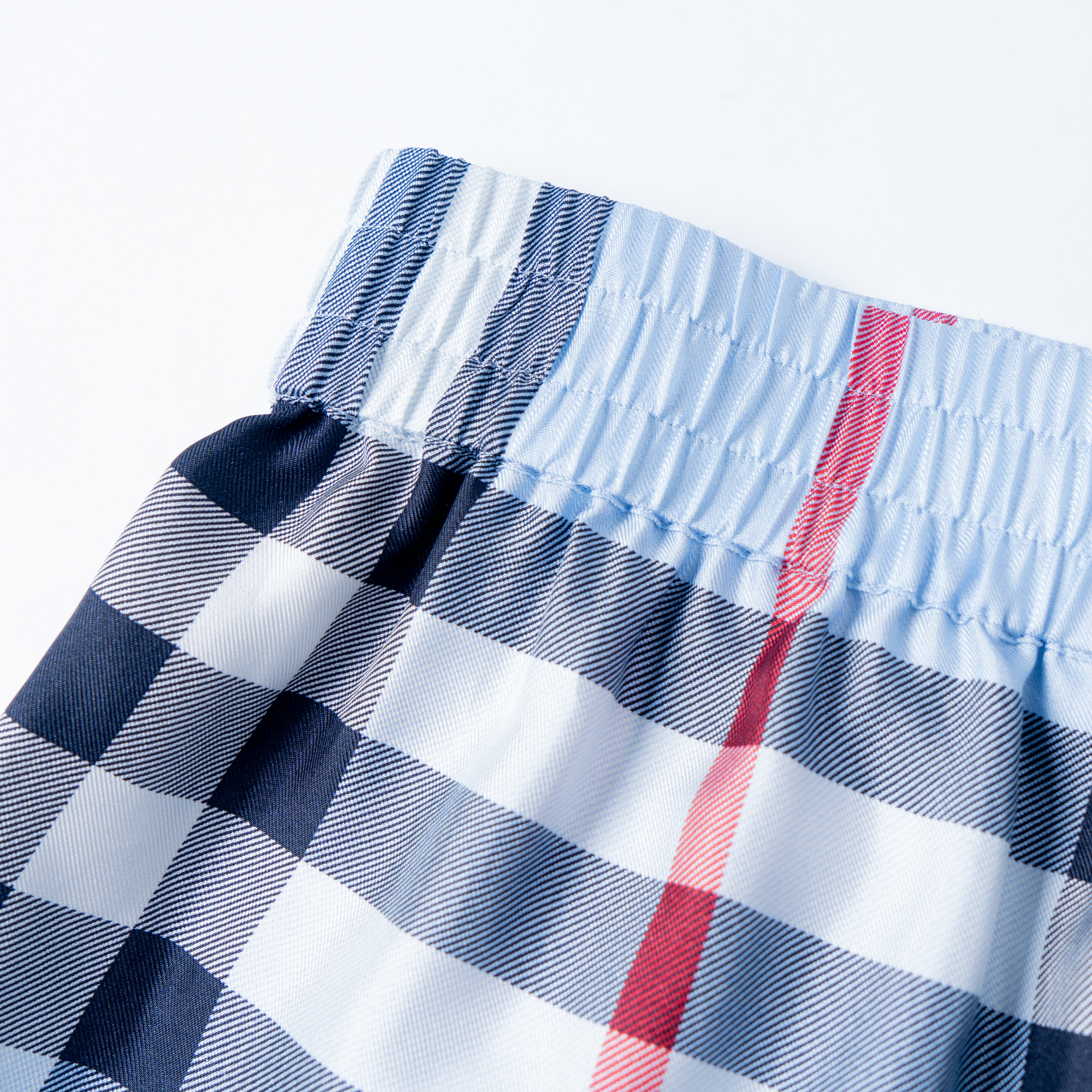 Cheap (W) Burberry 拼接格紋高腰休閒短褲 淺藍色 80527461