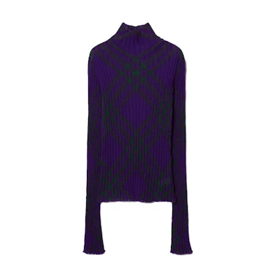 (Women) Burberry Colorblock Turtleneck Casual Knit Sweater Long Sleeve. 80765071