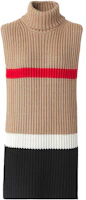 (Women) Burberry Contrast High Neck Sleeveless Knit Cape - Khaki 80495211 (Women) Burberry Contrast High Neck Sleeveless Knit Cape - Khaki 80495211