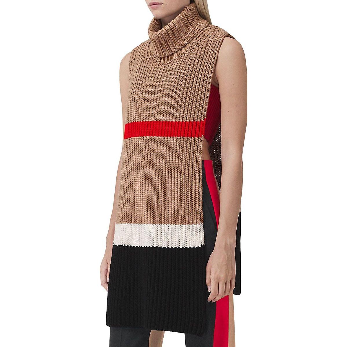 Purchase (W) Burberry 對比高領無袖針織斗篷 - 卡其色 80495211