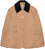 (Women) Burberry Cotton Quilted Jacket with Checked Corduroy Collar - Camel. 80651081 (Women) Burberry Cotton Quilted Jacket with Checked Corduroy Collar - Camel. 80651081