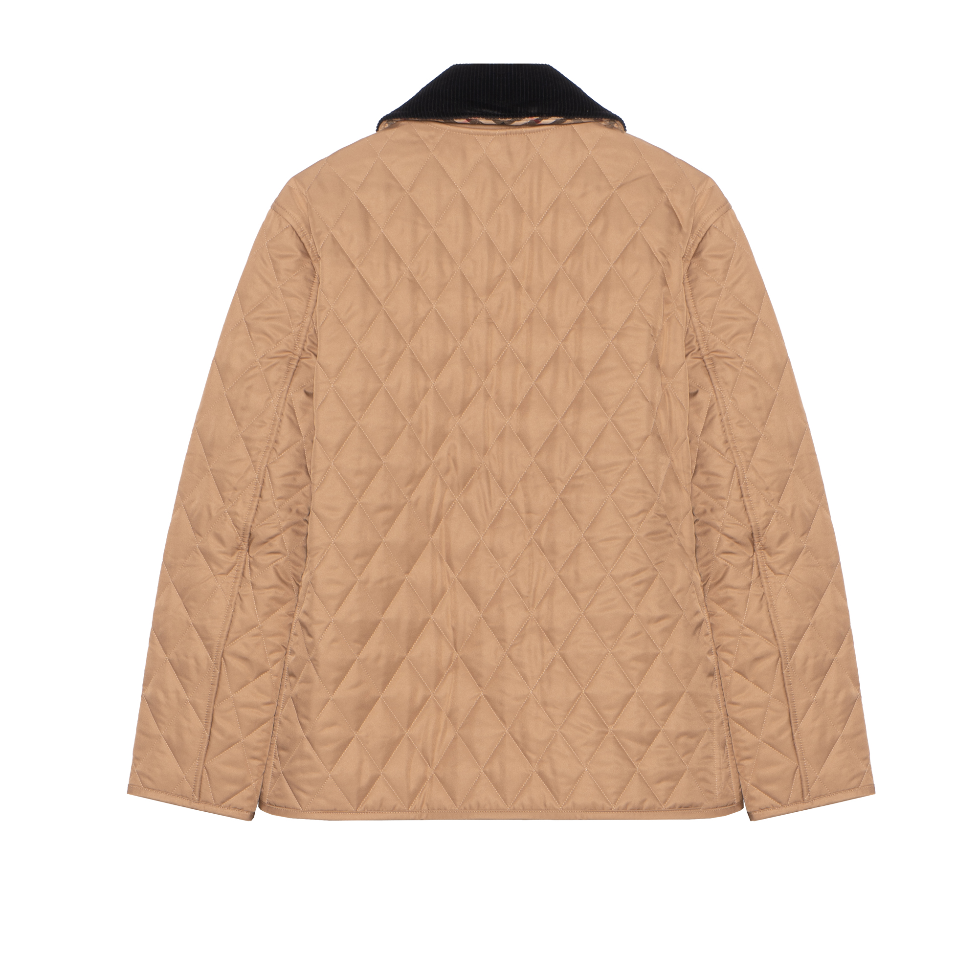 Lookbook (Women) Burberry  Cotton Quilted Jacket with Checked Corduroy Collar - Camel. 80651081