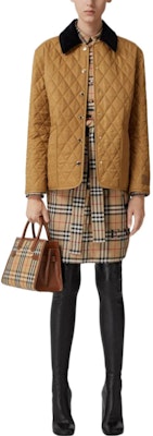 (Women) Burberry Cotton Quilted Jacket with Checked Corduroy Collar - Camel. 80651081 Shop (Women) Burberry Cotton Quilted Jacket with Checked Corduroy Collar - Camel. 80651081
